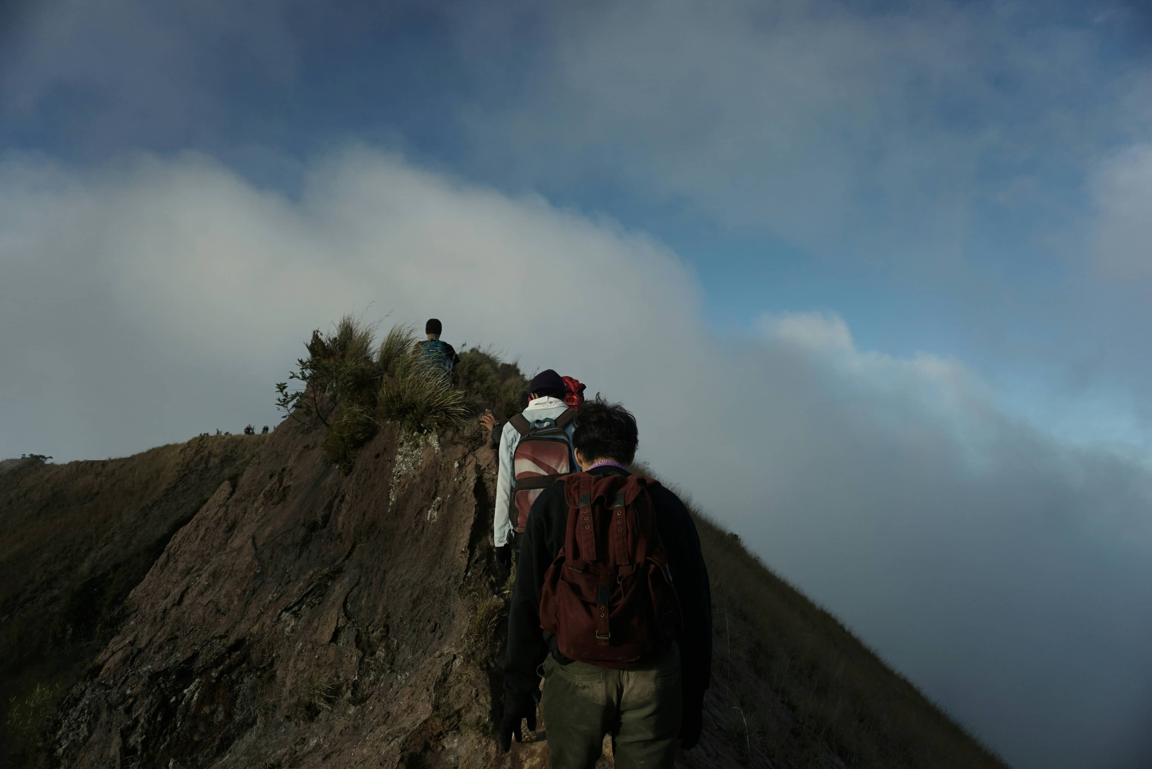 Hikers on the trail up Mount Batur, Bangli Regency, Bali